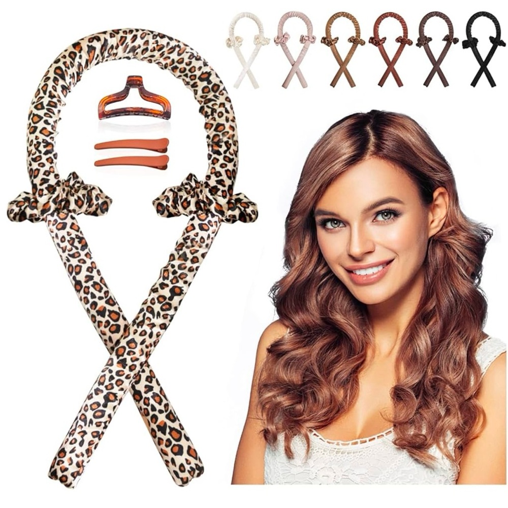NWOT Leopard Print Hair Curling Rod with Claw Clip